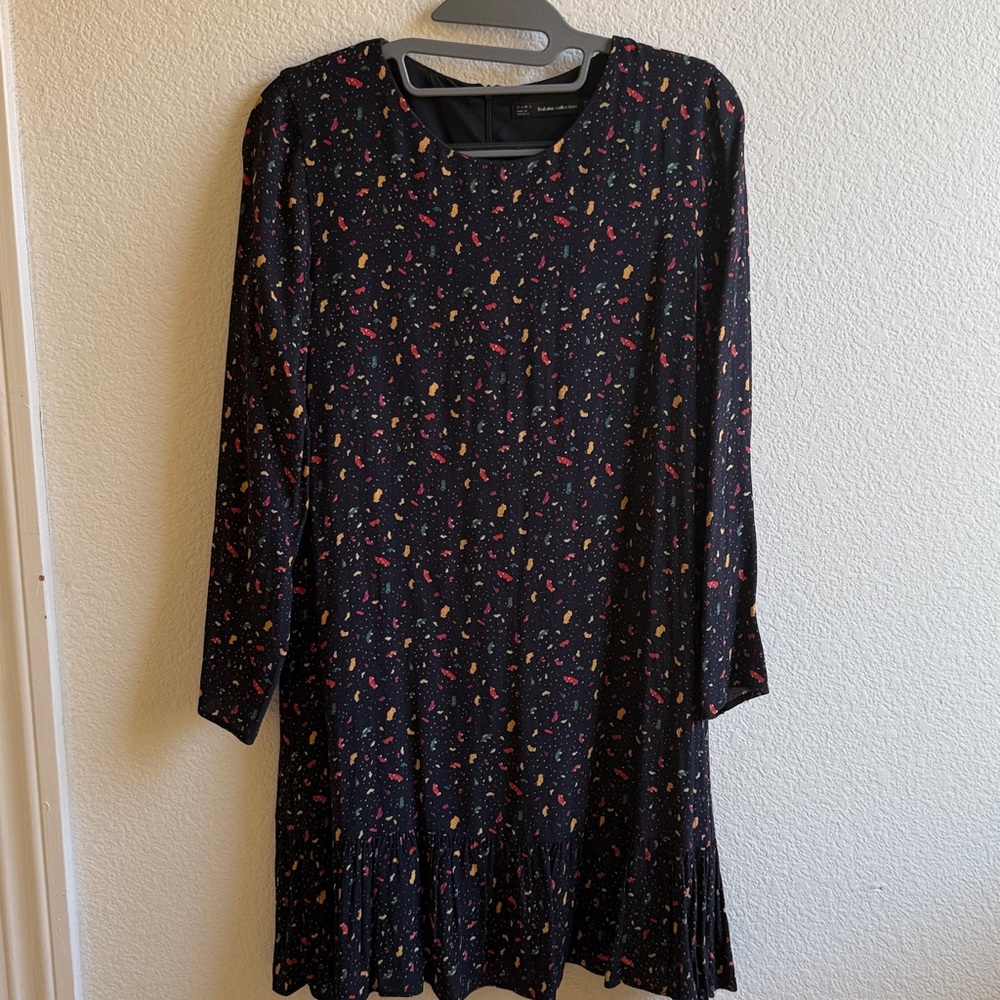 Zara Trafaluc Black Dress with Colorful Accents